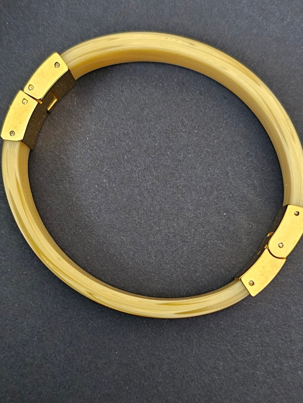 Michael Kors Gold and Ivory Resin Hinged Bangle Bracelet